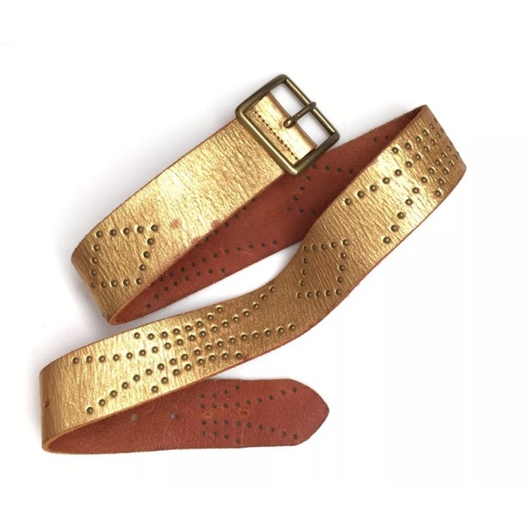 Linea Pelle Accessories - Linea Pelle Gold Metallic Leather Belt